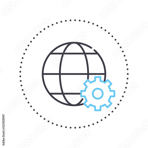 global services line icon, outline symbol, vector illustration, concept sign