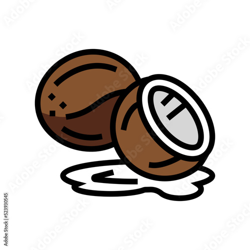 coconut milk cut color icon vector illustration