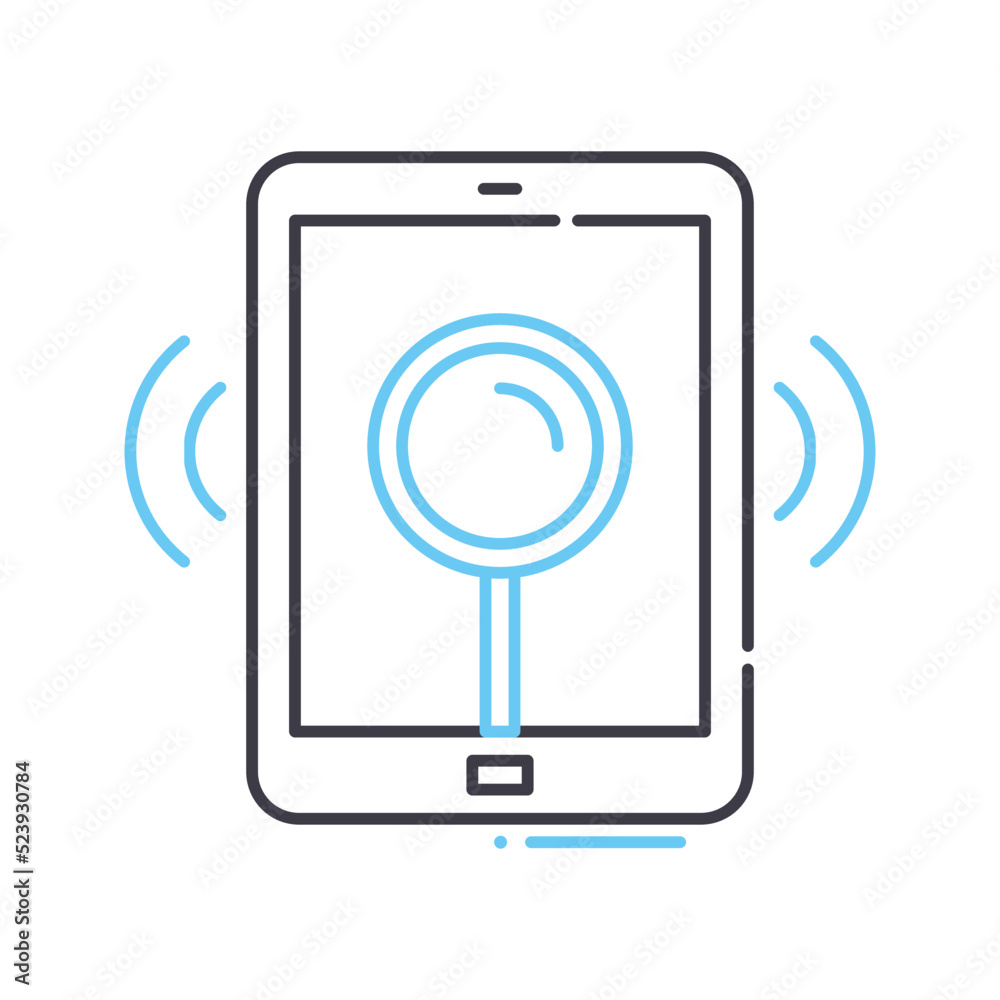 mobile search line icon, outline symbol, vector illustration, concept sign mobile search line icon, outline symbol, vector illustration, concept sign