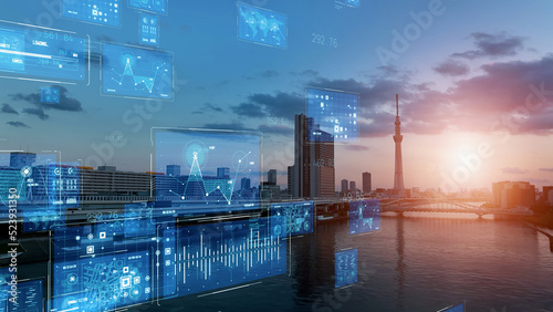 Fototapeta Naklejka Na Ścianę i Meble -  都市とテクノロジー
