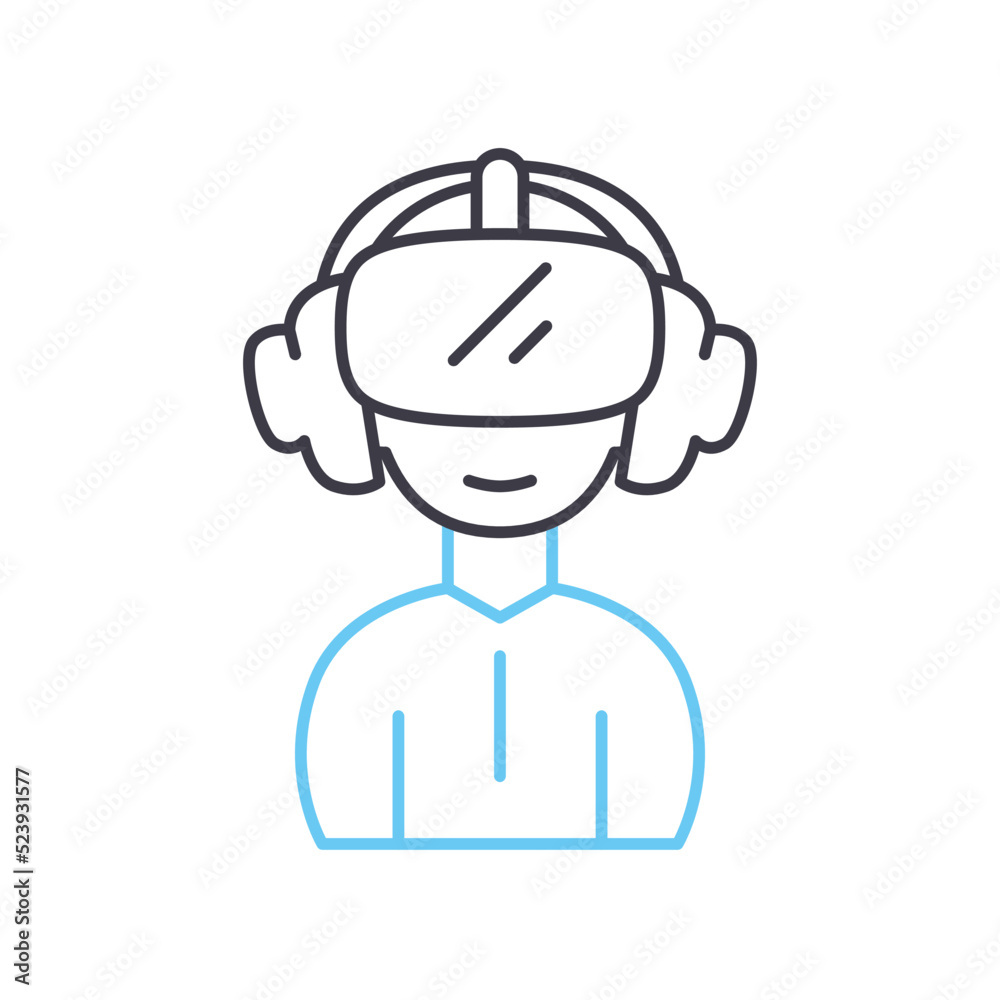vr helmet line icon, outline symbol, vector illustration, concept sign