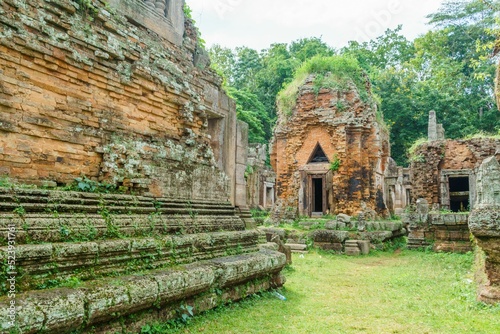 Inside of the Phnom Chisor Temple, in Takeo Province, Cambodia photo