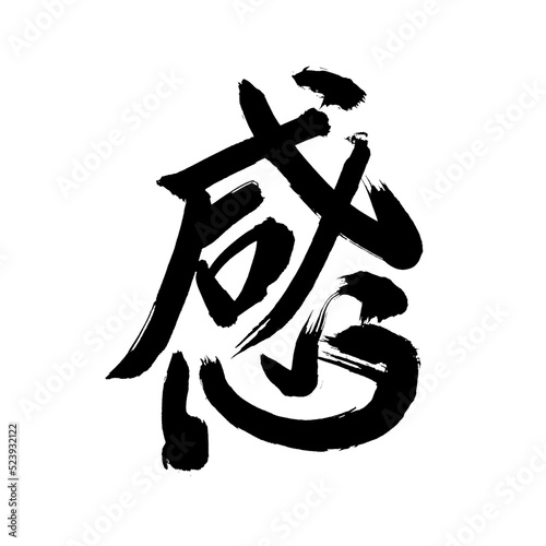 Japan calligraphy art【feeling】 日本の書道アート【感・かん・かんじる・感じる・カン】 This is Japanese kanji 日本の漢字です photo