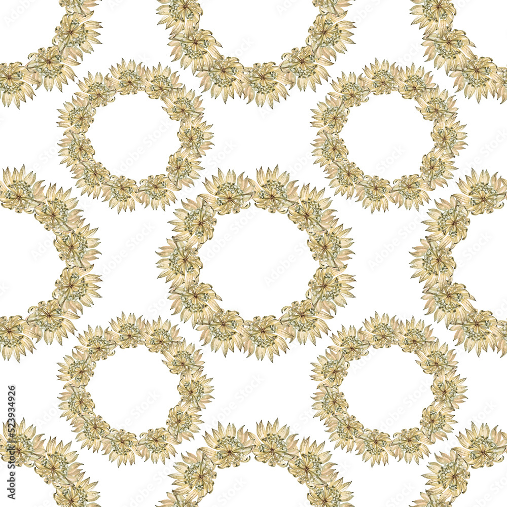Seamless pattern watercolor boho wreath on white background. Circle frame border template for design. Dry flower green beige herbarium for wedding. Hand-drawn summer autumn plant. Art with copy space Seamless pattern watercolor boho wreath on white background. Circle frame border template for design. Dry flower green beige herbarium for wedding. Hand-drawn summer autumn plant. Art with copy space