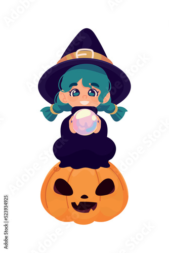 halloween witch and pumpkin