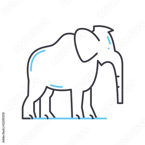 mammoth line icon, outline symbol, vector illustration, concept sign