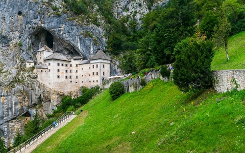Beautiful shot of the historic Predjama Castle in Slovenia photo