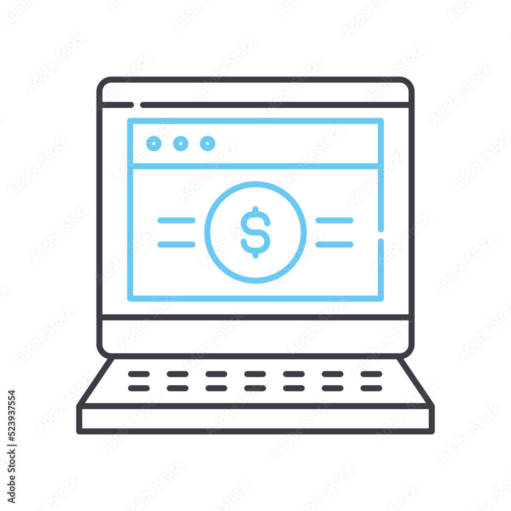 online fees line icon, outline symbol, vector illustration, concept sign online fees line icon, outline symbol, vector illustration, concept sign