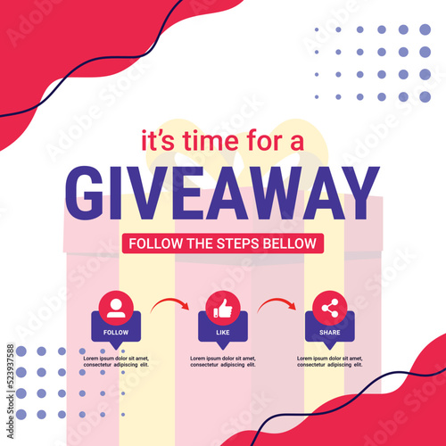 Giveaway social media contest vector template.