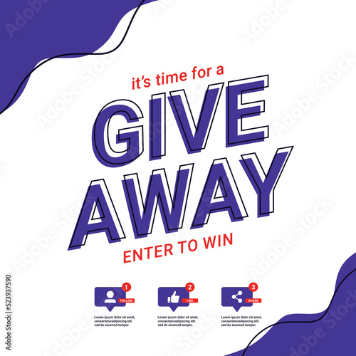 Giveaway social media contest vector template.