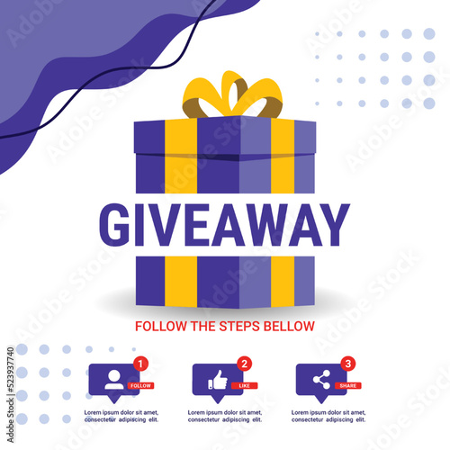 Giveaway social media contest vector template.