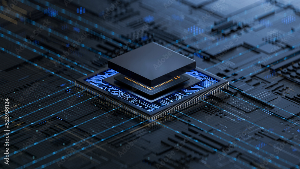 Central Computer Processors CPU concept. 3d rendering,conceptual image.3d background