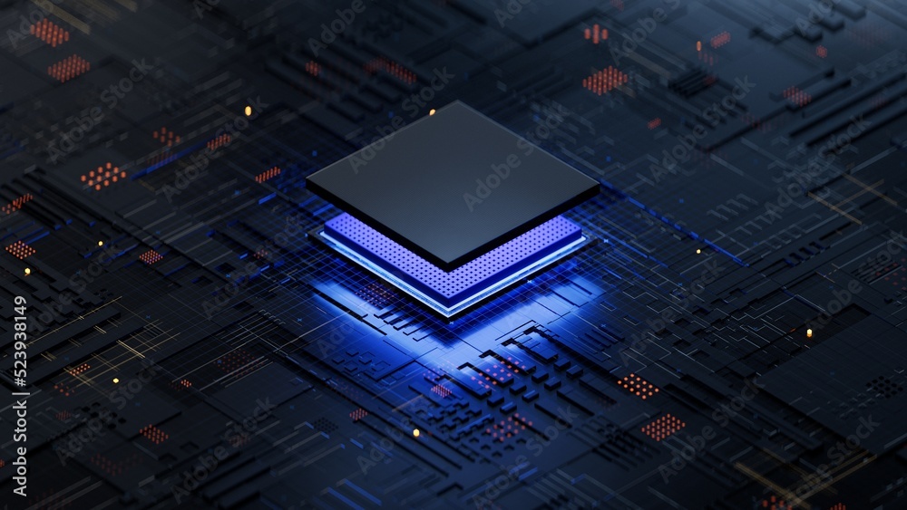 Central Computer Processors CPU concept. 3d rendering,conceptual image.3d background