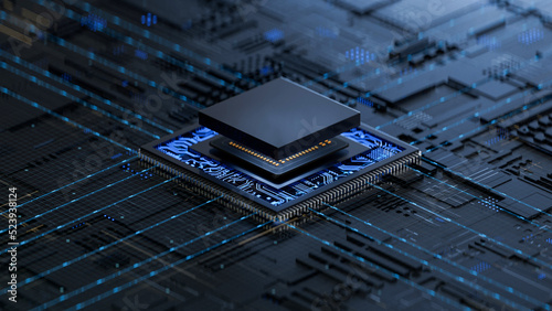 Obraz na płótnie Central Computer Processors CPU concept. 3d rendering,conceptual image.3d background w salonie