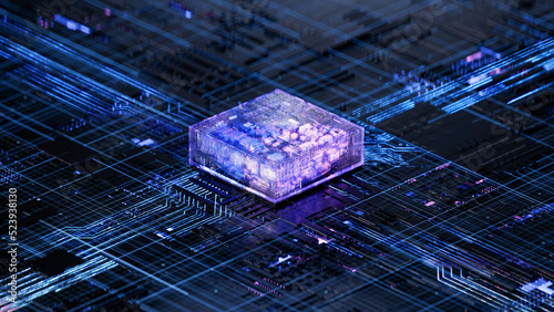 Obraz na płótnie Central Computer Processors CPU concept. 3d rendering,conceptual image.3d background w salonie