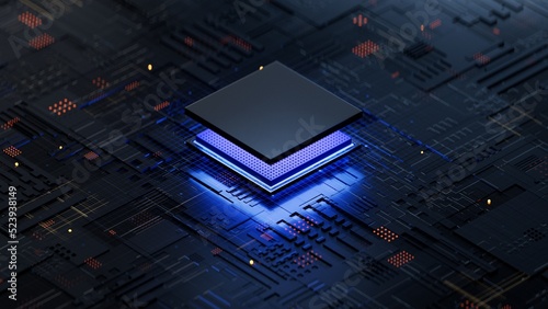 Obraz na płótnie Central Computer Processors CPU concept. 3d rendering,conceptual image.3d background w salonie