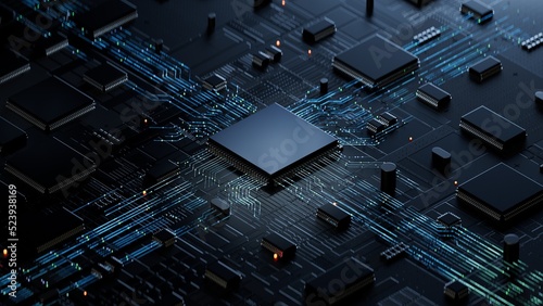 Obraz na płótnie Central Computer Processors CPU concept. 3d rendering,conceptual image.3d background w salonie