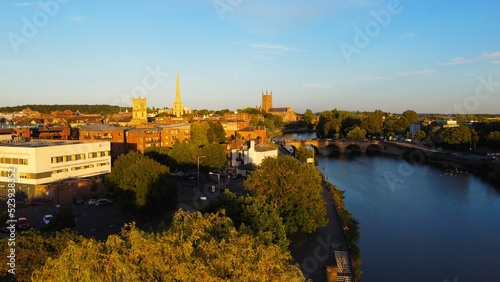 Shot of the beautiful Worcester city in central Massachusetts, England during golden hour photo