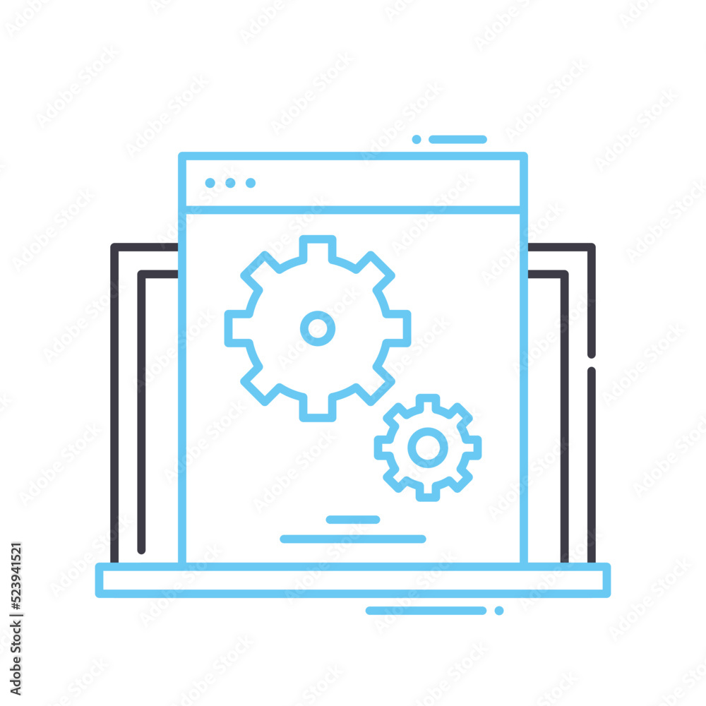 monitoring system line icon, outline symbol, vector illustration, concept sign monitoring system line icon, outline symbol, vector illustration, concept sign