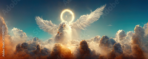 Finding God in paradise, symbol of Christianity. Concept generated in Ai.
