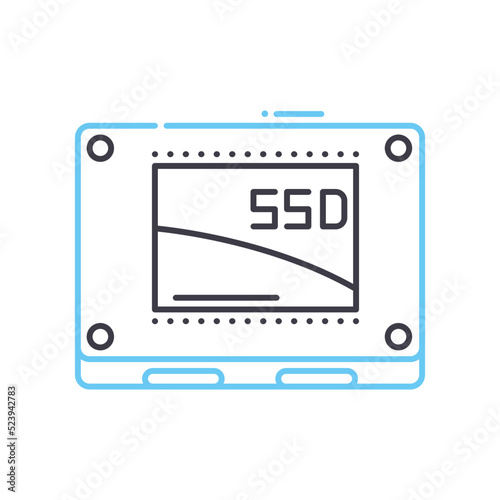 ssd drive line icon, outline symbol, vector illustration, concept sign