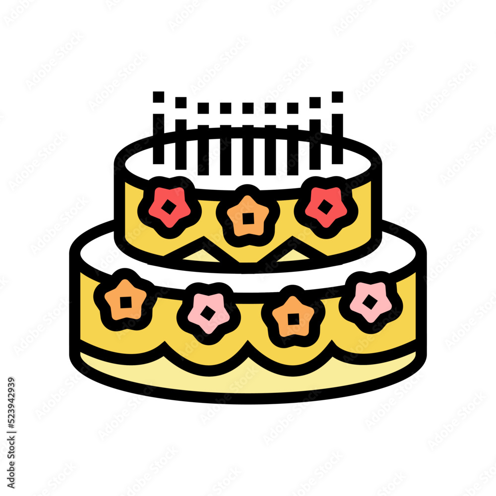 birthday cake food dessert color icon vector illustration