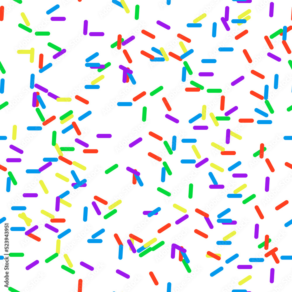 Sprinkles Seamless Pattern - Colorful sprinkles repeating pattern design. Transparent background. Illustration
