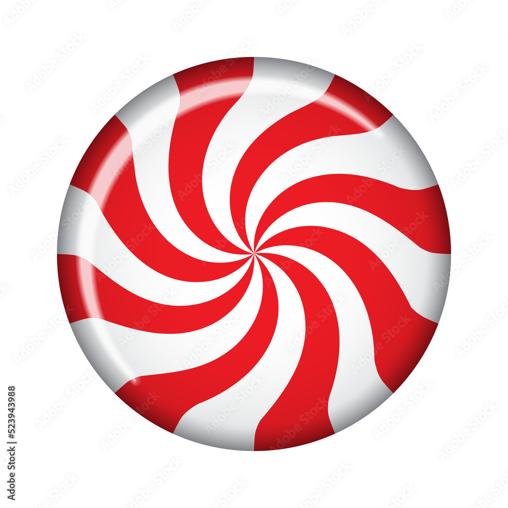Striped sugar candy. Striped peppermint candy isolated. Illustration