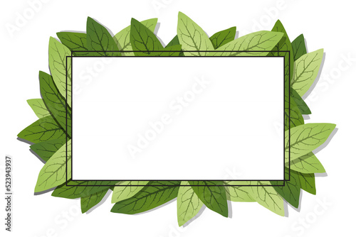 Geometric nature frame with leaves. Transparent background. Illustration © Aozora