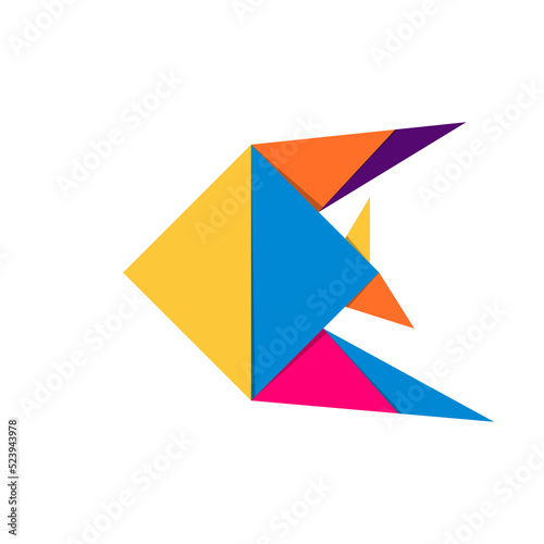 Fish origami. Abstract colorful vibrant fish logo design. Animal origami. Transparent background. Illustration Free Download Fish origami. Abstract colorful vibrant fish logo design. Animal origami. Transparent background. Illustration - GFXLoad