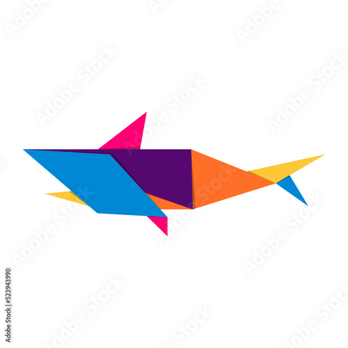 Free Download Shark origami. Abstract colorful vibrant shark logo design. Animal origami. Transparent background. Illustration - GFXLoad