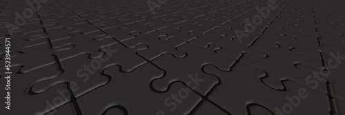 Dark background of puzzle elements. Background with puzzle elements. 3D illustration