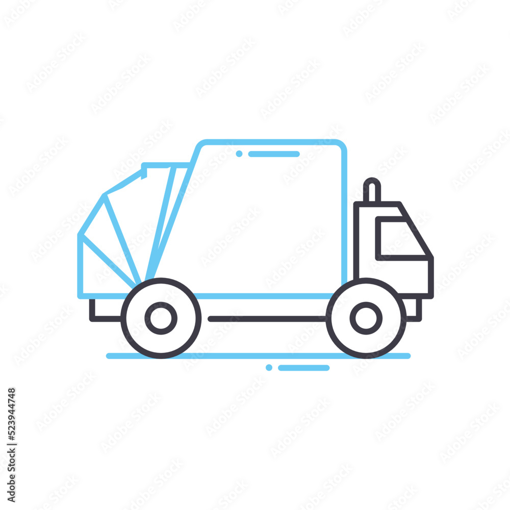 recycling truck line icon, outline symbol, vector illustration, concept sign