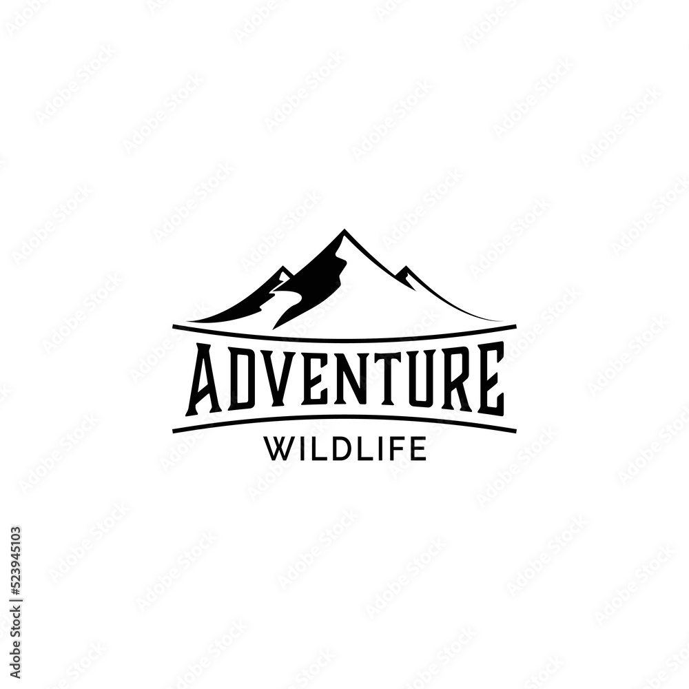 Black Mountain Nature Vintage Company Logo Stamp Adventure