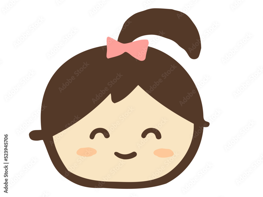 かわいい笑顔の女の子/手描き人物イラスト素材 かわいい笑顔の女の子/手描き人物イラスト素材