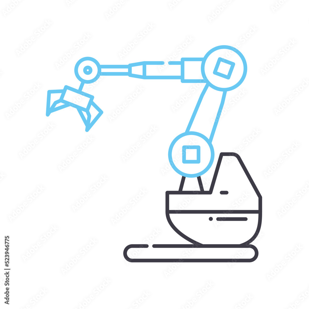 robotic arm line icon, outline symbol, vector illustration, concept sign robotic arm line icon, outline symbol, vector illustration, concept sign