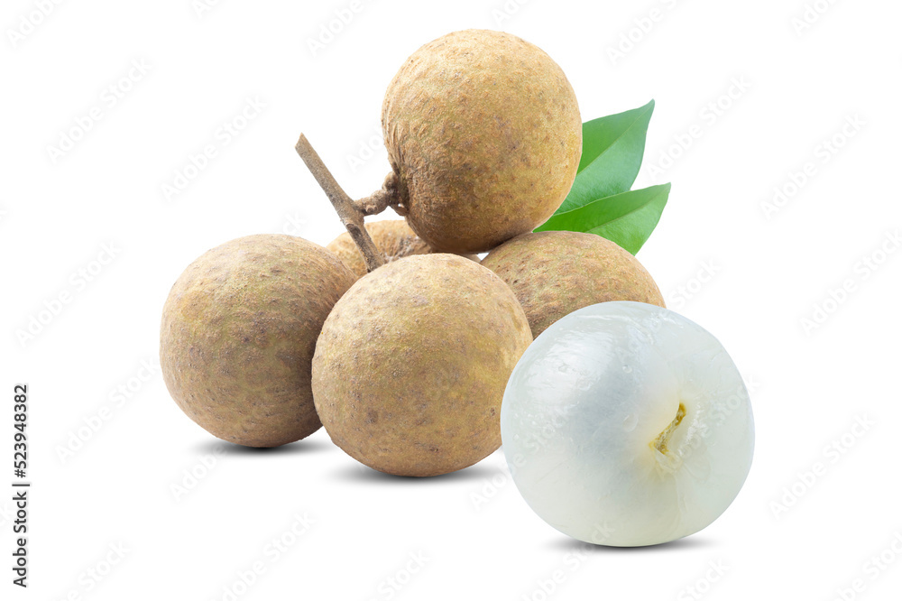 Peeled longan on isolated white background. Peeled longan on isolated white background.