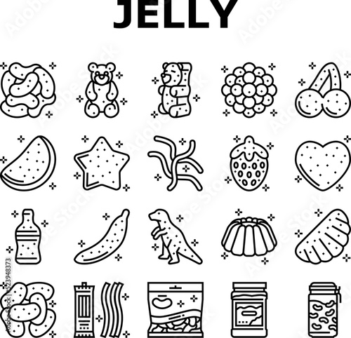 jelly candy gummy bear fruit gum icons set vector