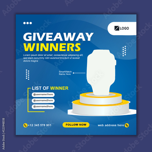 Giveaway Social Media Post Promotion for Instagram Facebook
