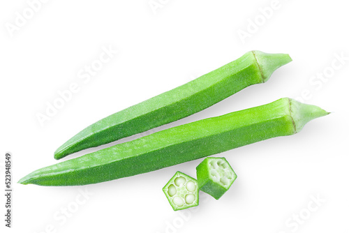 Okra on isolated white background.