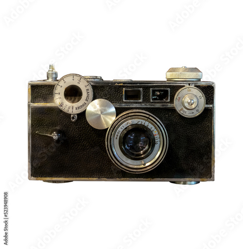 Vintage camera - old film camera isolate object for design, retro technology