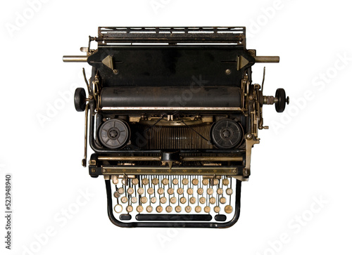 Vintage typewriter isolated object for design, retro machine technology