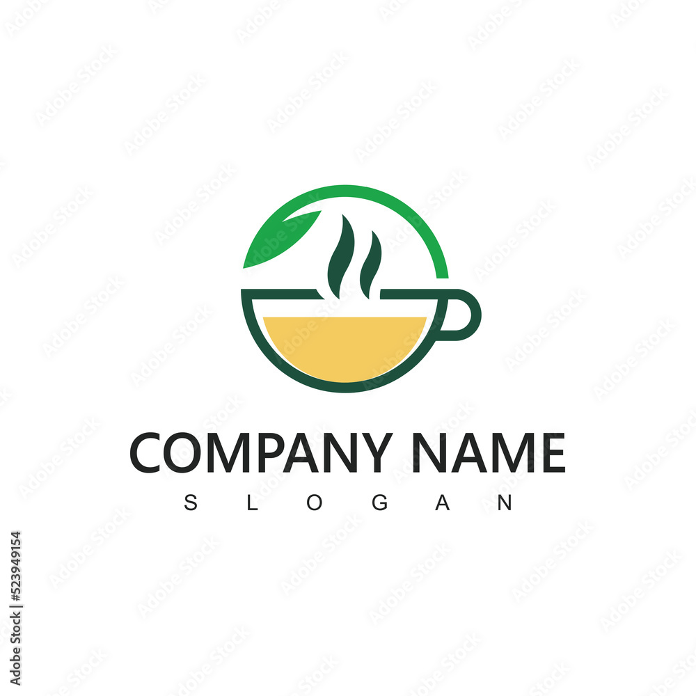 Tea logo template, Green organic tea icon Tea logo template, Green organic tea icon