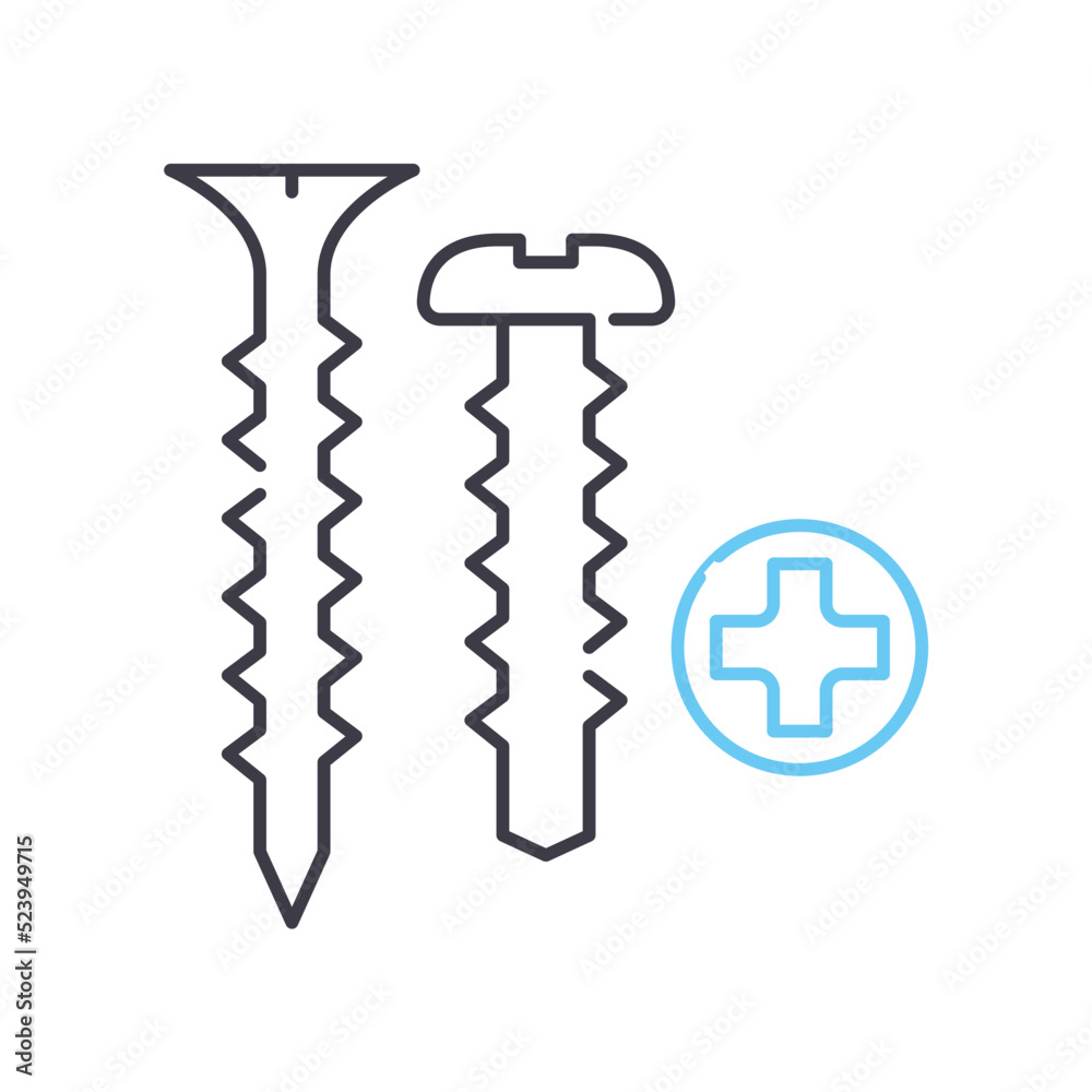 screw line icon, outline symbol, vector illustration, concept sign screw line icon, outline symbol, vector illustration, concept sign