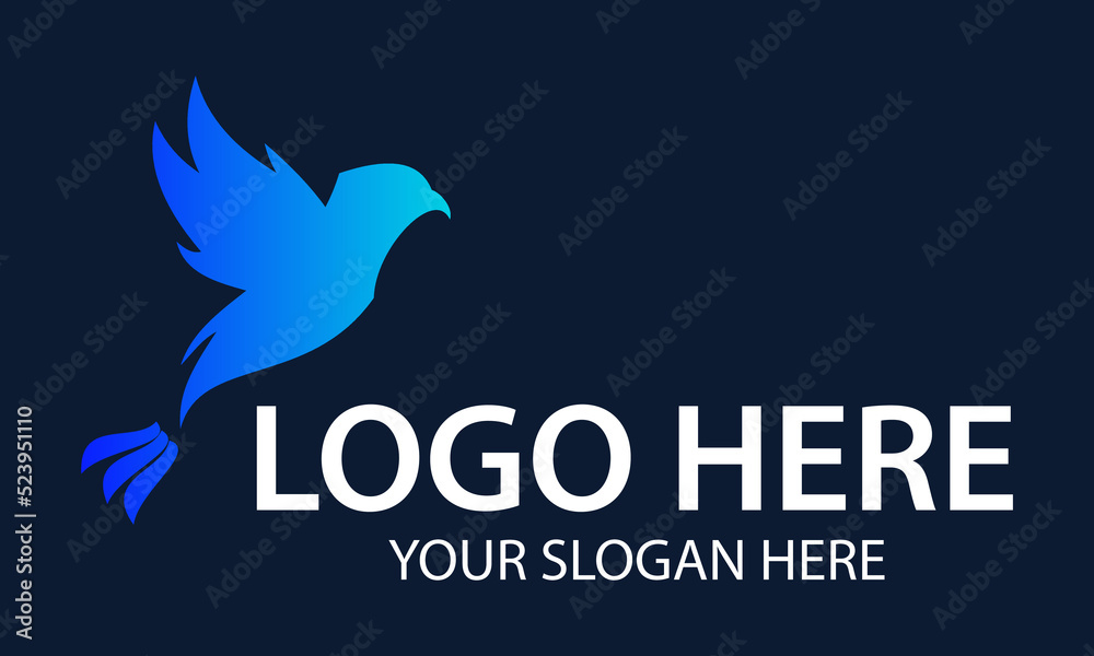 Blue Color Fly Bird Logo Design