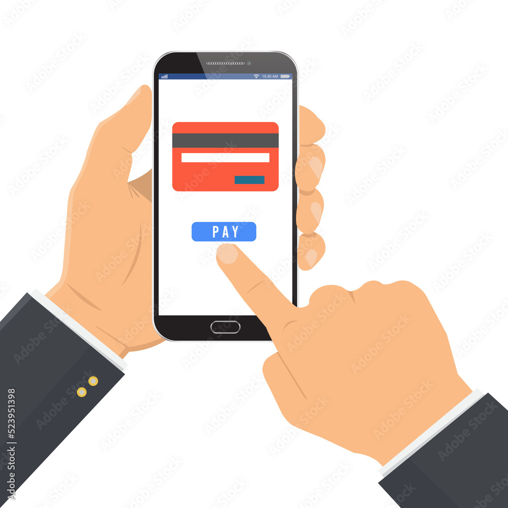 Payment page and credit card on smartphone Payment page and credit card on smartphone