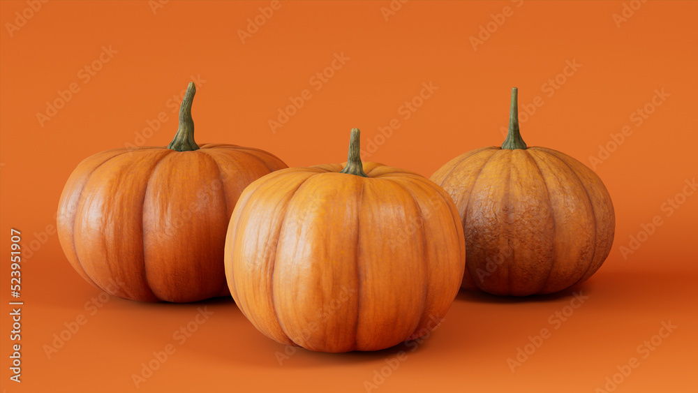 Contemporary Autumn Image with a collection of Pumpkins on Orange background. Contemporary Autumn Image with a collection of Pumpkins on Orange background.
