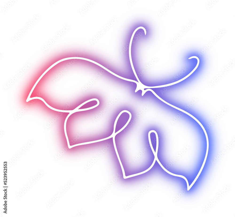 Fototapeta premium Collection of butterfly neon