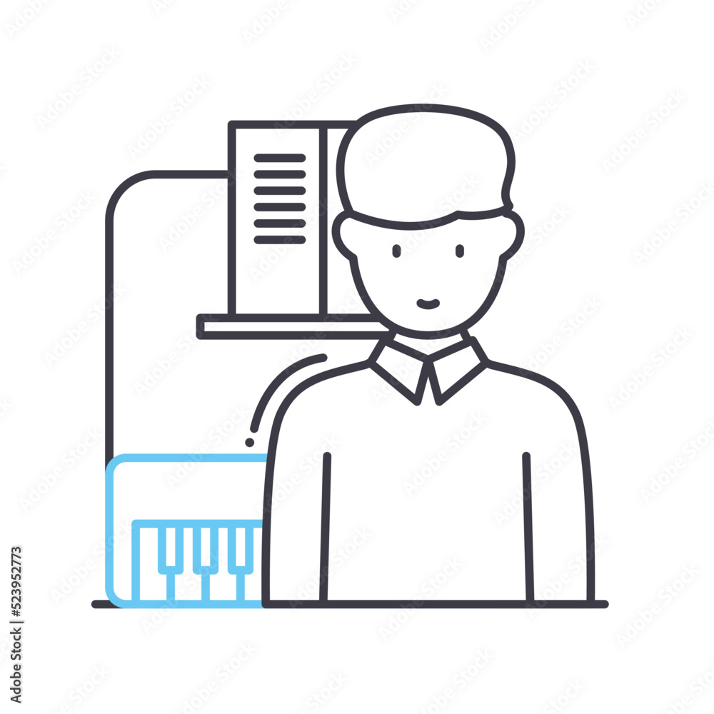 piano line icon, outline symbol, vector illustration, concept sign piano line icon, outline symbol, vector illustration, concept sign