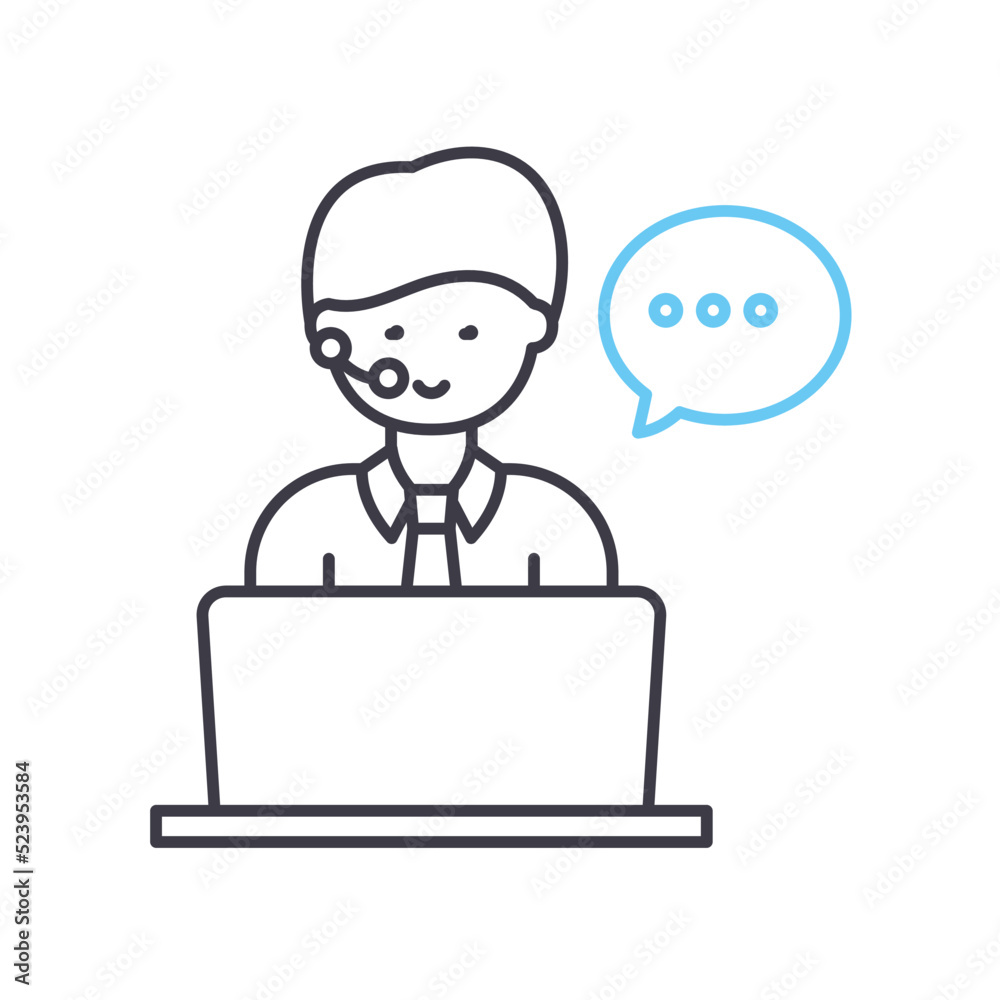 support line icon, outline symbol, vector illustration, concept sign